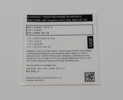 Case Labeling (51662131534 Levophed Case Label)